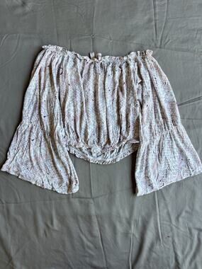 Willow & Root Large Floral Off Shoulder Blouse Bell Sleeve Boho Cottagecore